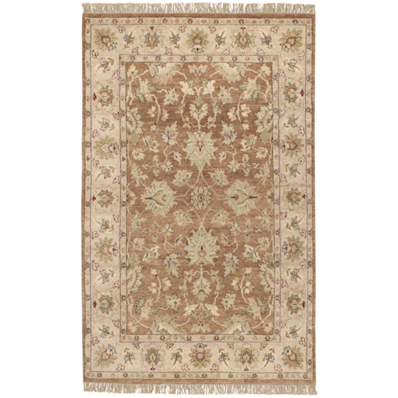 Tiwari Home 2' x 3' Beige and Tan Brown Hand Knotted Rectangular Area Throw Rug